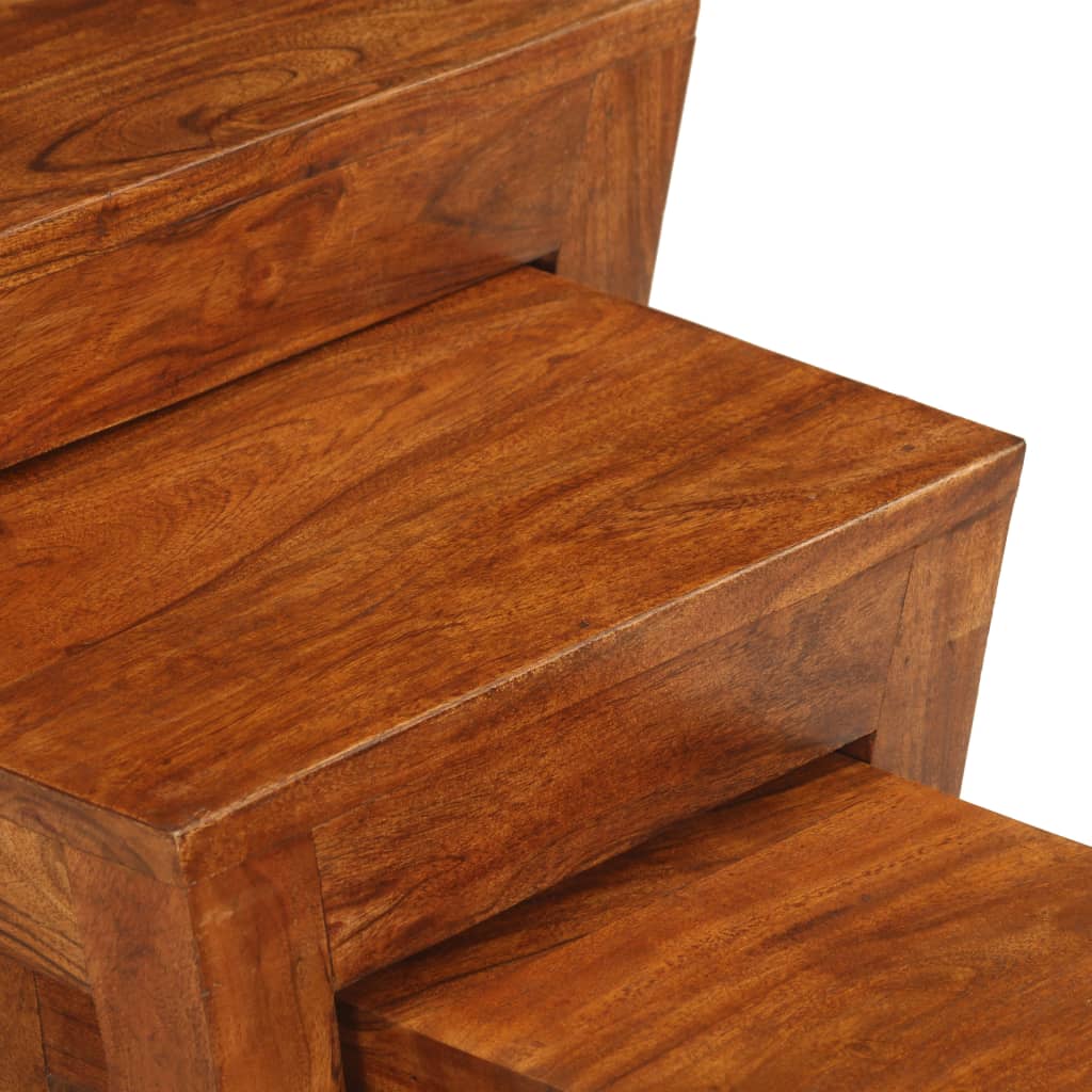 vidaXL Nesting Table Set 3 Pieces Solid Acacia Wood 50x35x50 cm Brown