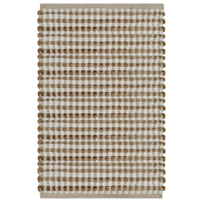 vidaXL Hand-Woven Jute Bathroom Mat Set Fabric Natural and White