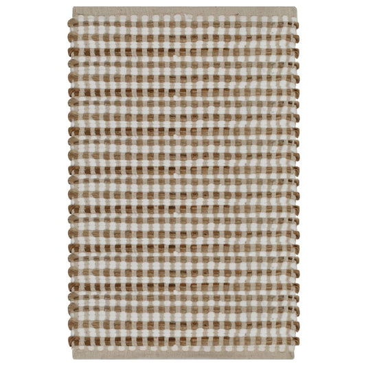 vidaXL Hand-Woven Jute Bathroom Mat Set Fabric Natural and White