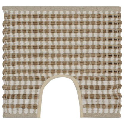 133219 vidaXL Hand-Woven Jute Bathroom Mat Set Fabric Natural and White