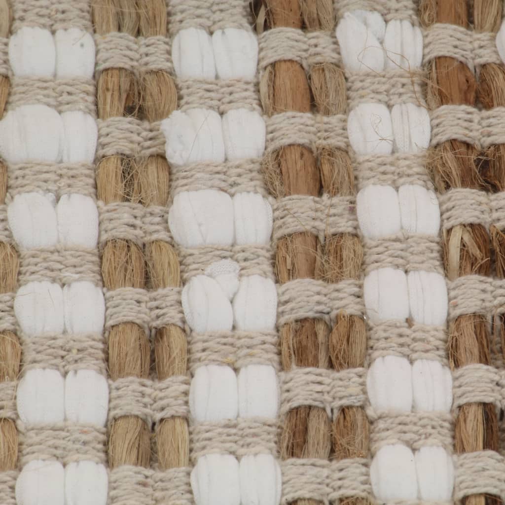 133219 vidaXL Hand-Woven Jute Bathroom Mat Set Fabric Natural and White