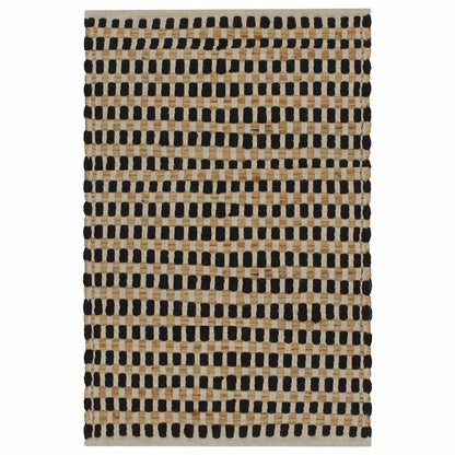133220 vidaXL Hand-Woven Jute Bathroom Mat Set Fabric Natural and Black