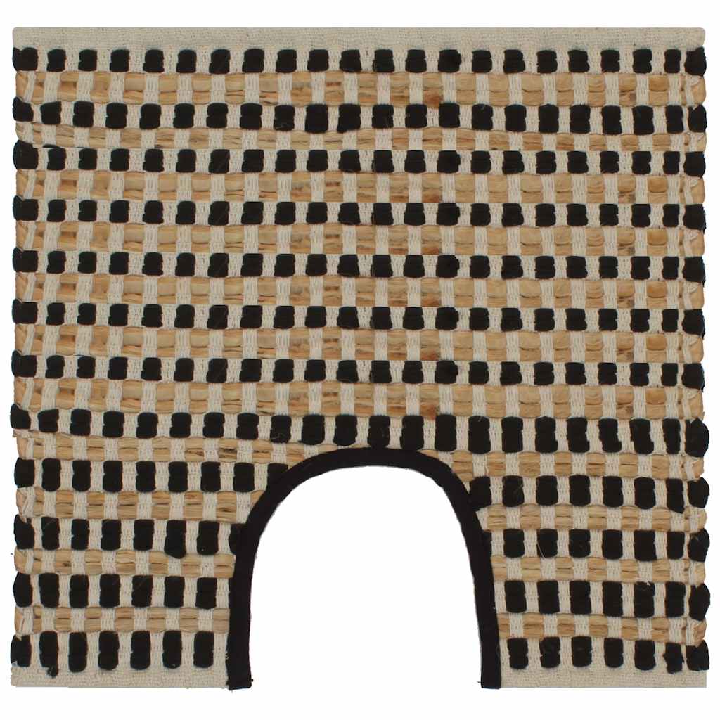 133220 vidaXL Hand-Woven Jute Bathroom Mat Set Fabric Natural and Black