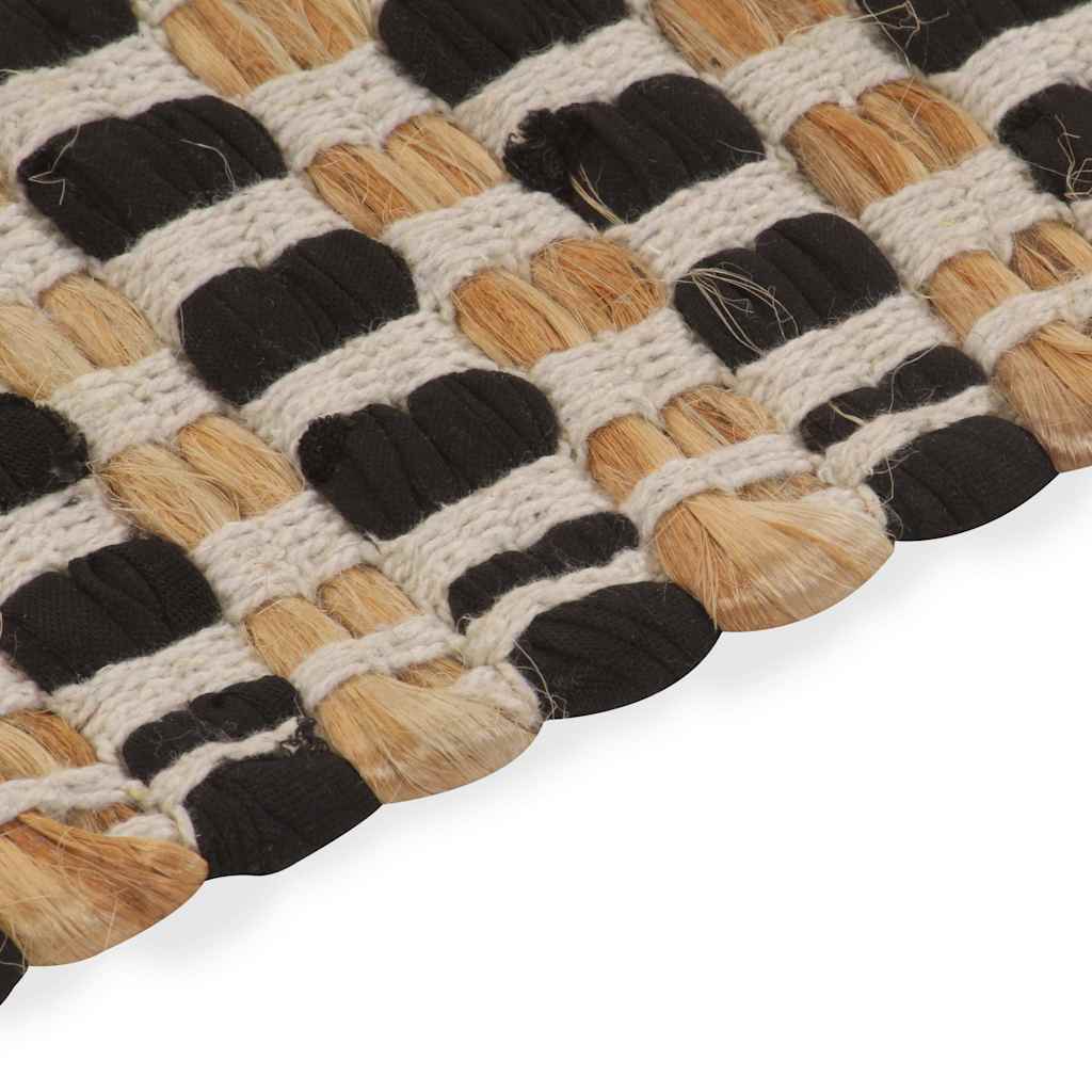 133220 vidaXL Hand-Woven Jute Bathroom Mat Set Fabric Natural and Black