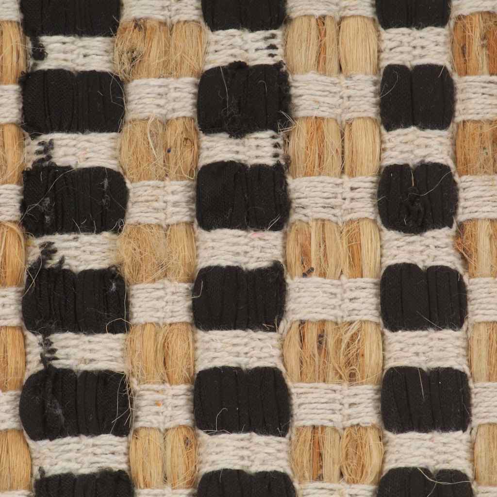 133220 vidaXL Hand-Woven Jute Bathroom Mat Set Fabric Natural and Black