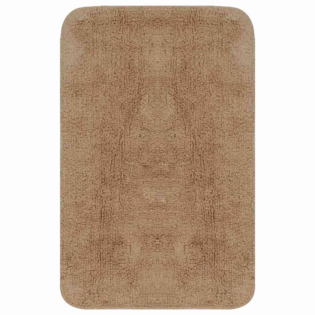 vidaXL Bathroom Mat Set 3 Pieces Fabric Beige