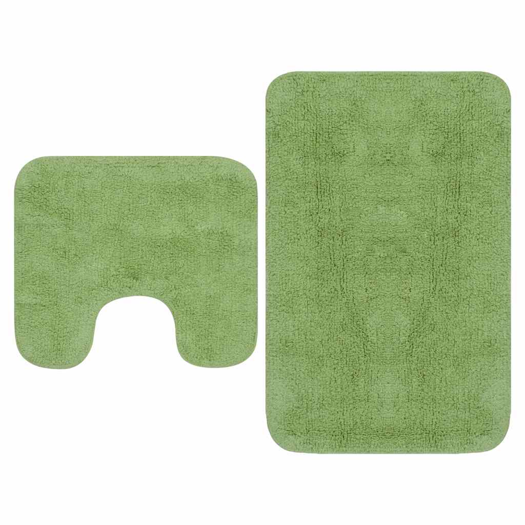 vidaXL Bathroom Mat Set 2 Pieces Fabric Green