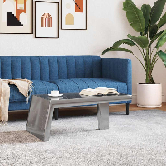 vidaXL Aviator Coffee Table Aluminium Vintage Aircraft Airman Style