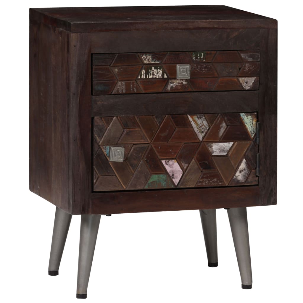 vidaXL Bedside Cabinet | Multicolour | Solid reclaimed wood and steel