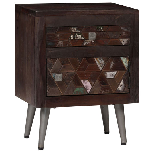 vidaXL Bedside Cabinet | Multicolour | Solid reclaimed wood and steel