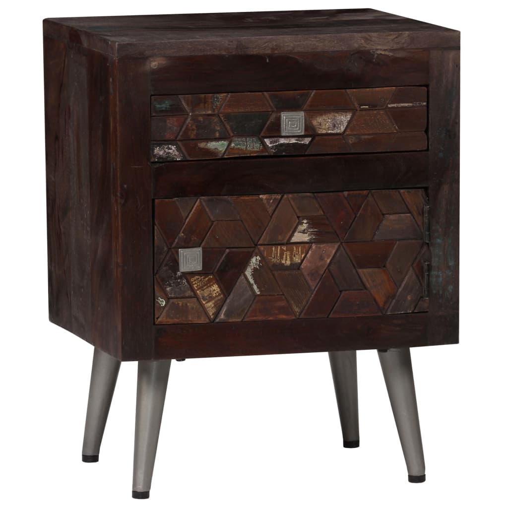 vidaXL Bedside Cabinet | Multicolour | Solid reclaimed wood and steel