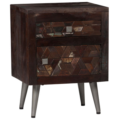 vidaXL Bedside Cabinet | Multicolour | Solid reclaimed wood and steel