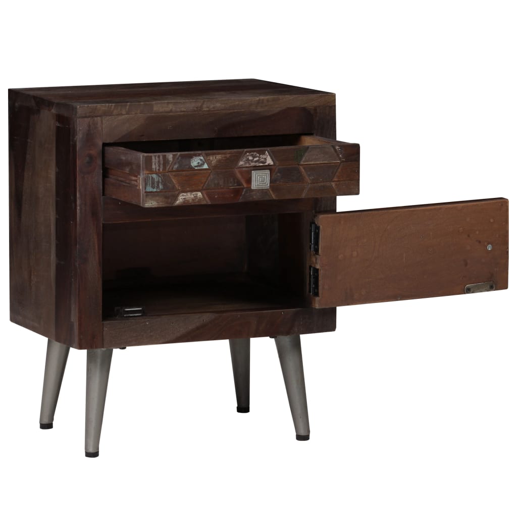 vidaXL Bedside Cabinet | Multicolour | Solid reclaimed wood and steel
