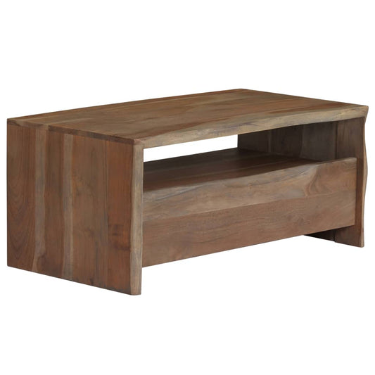 246127 vidaXL Coffee Table Solid Acacia Wood Live Edges 90x50x40 cm Grey
