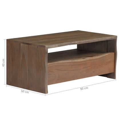 246127 vidaXL Coffee Table Solid Acacia Wood Live Edges 90x50x40 cm Grey
