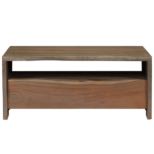 246127 vidaXL Coffee Table Solid Acacia Wood Live Edges 90x50x40 cm Grey