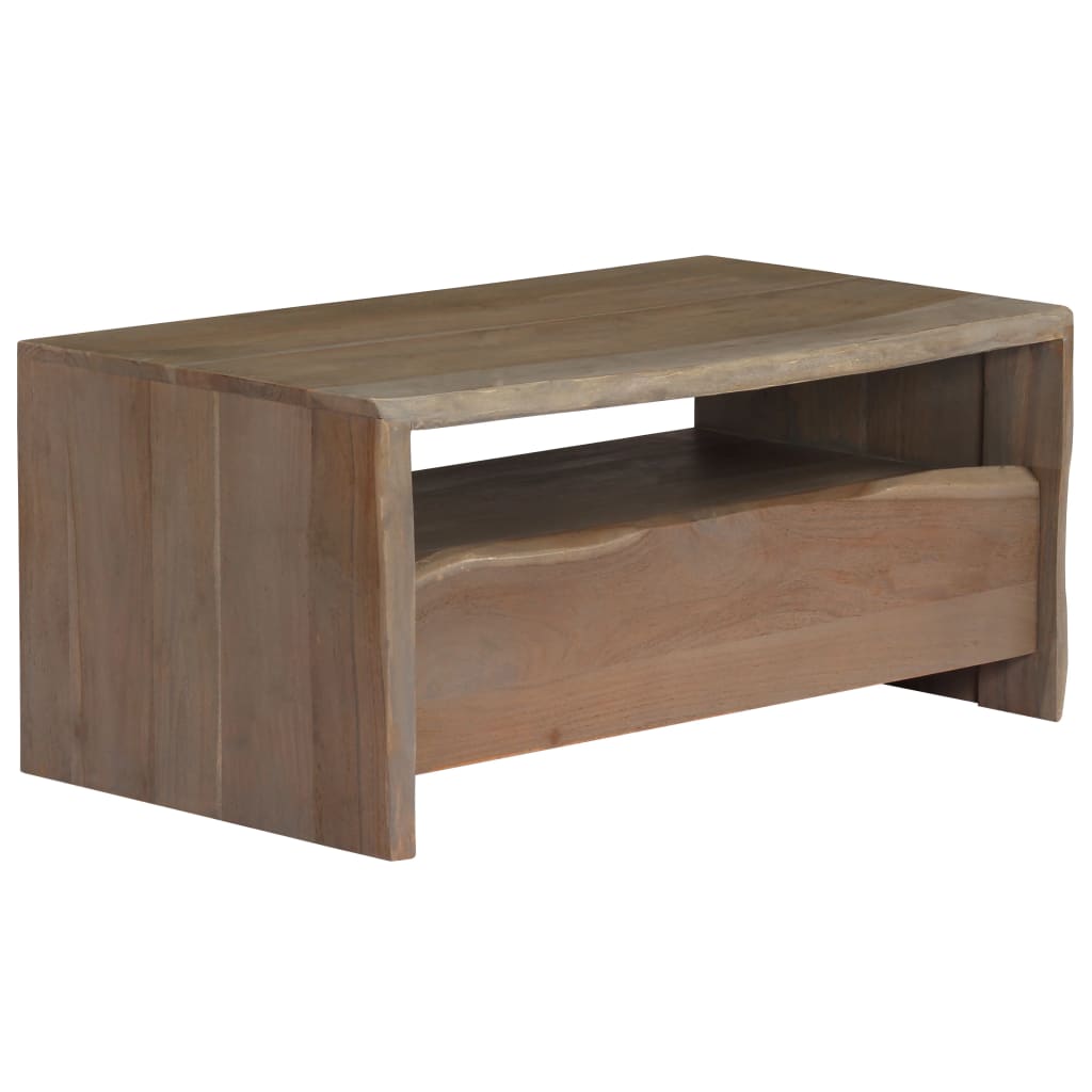 vidaXL Coffee Table Solid Acacia Wood Live Edges 90x50x40 cm Grey