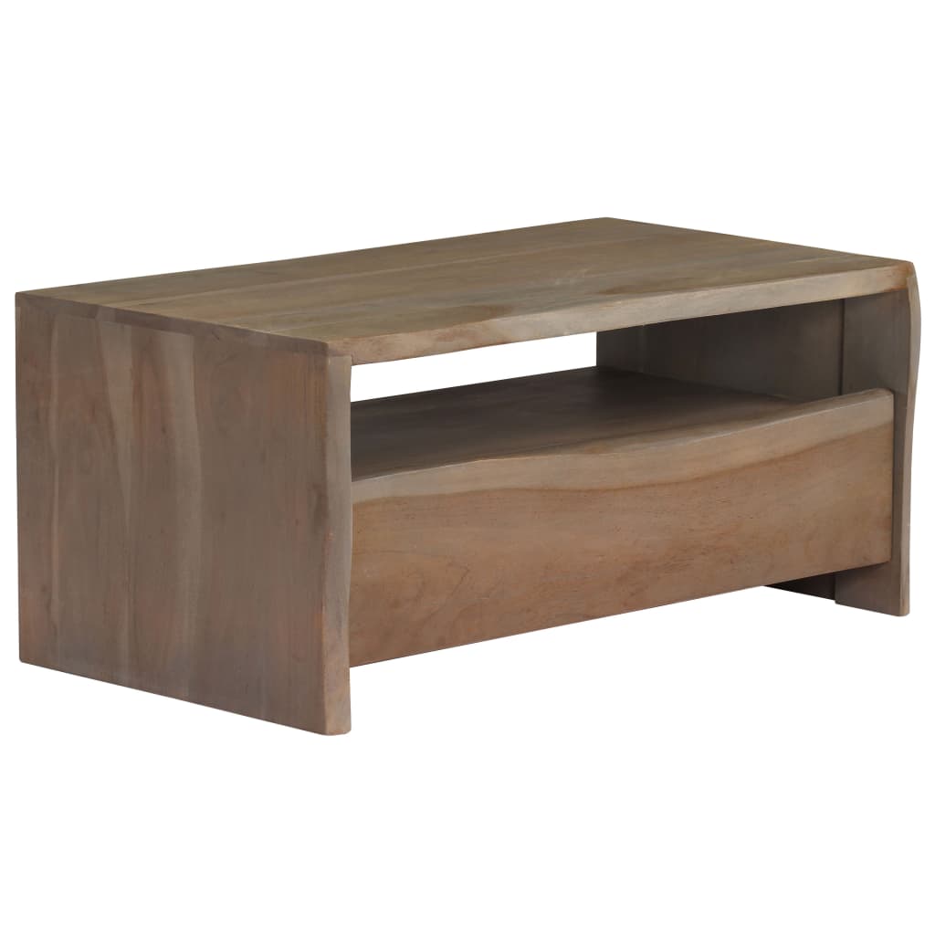 246127 vidaXL Coffee Table Solid Acacia Wood Live Edges 90x50x40 cm Grey