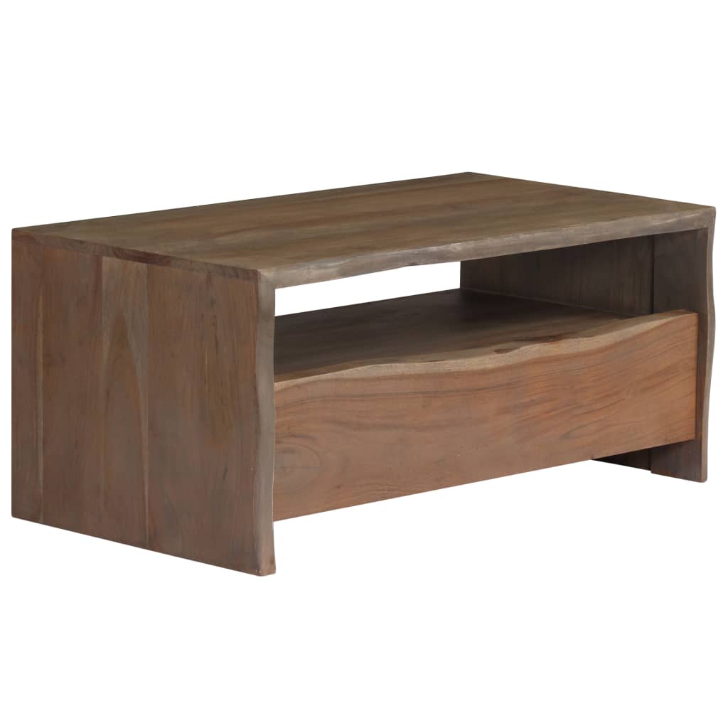 246127 vidaXL Coffee Table Solid Acacia Wood Live Edges 90x50x40 cm Grey