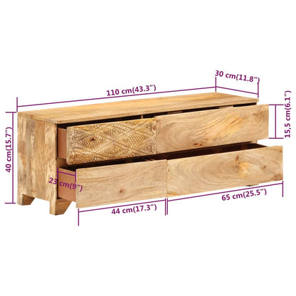 vidaXL TV Cabinet Solid Mango Wood 110x30x40 cm
