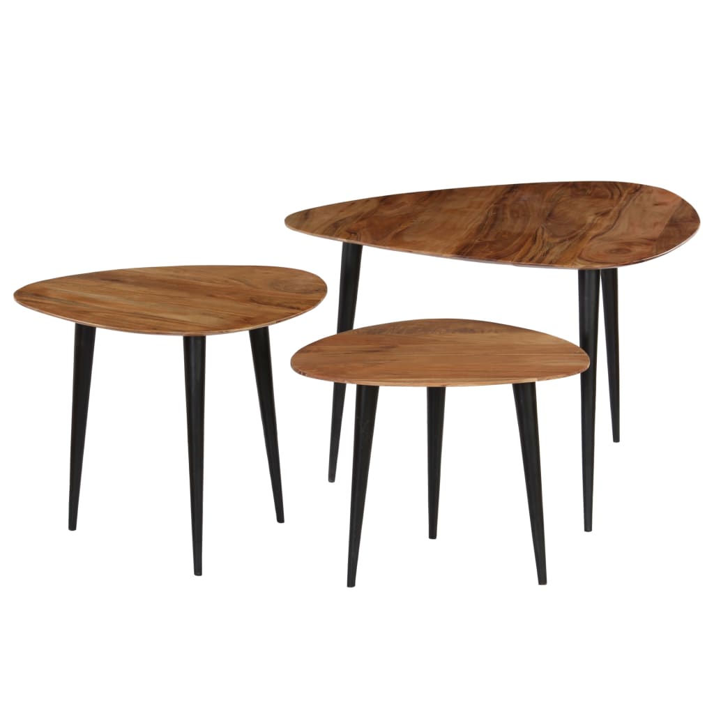 246062 vidaXL Coffee Table Set 3 Pieces Solid Acacia Wood