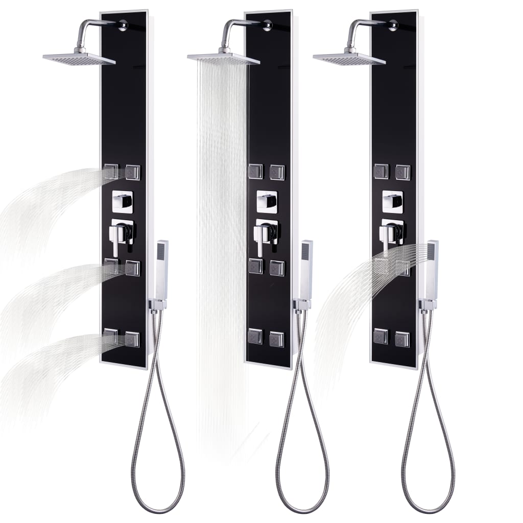 vidaXL Shower Panel Unit Glass 18x42.1x120 cm Black