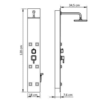 vidaXL Shower Panel Unit Glass 18x42.1x120 cm Black