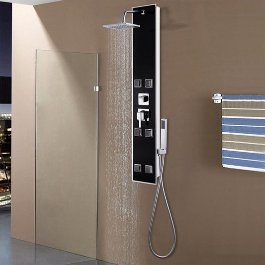 vidaXL Shower Panel Unit Glass 18x42.1x120 cm Black