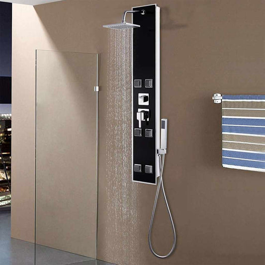 142991 vidaXL Shower Panel Unit Glass 18x42,1x120 cm Black