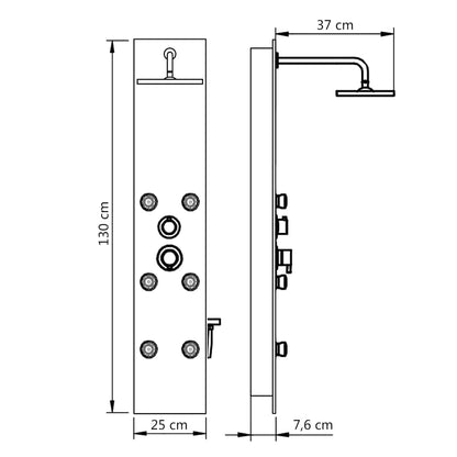142992 vidaXL Shower Panel Unit Glass 25x44,6x130 cm White