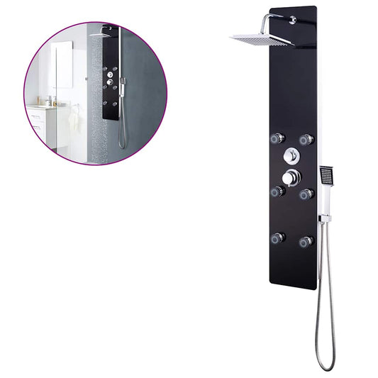 vidaXL Shower Panel Unit Glass 25x44,6x130 cm Black
