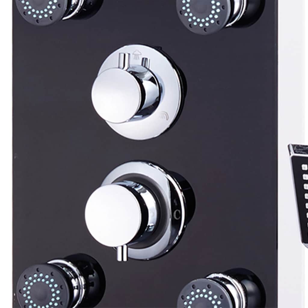 vidaXL Shower Panel Unit Glass 25x44,6x130 cm Black
