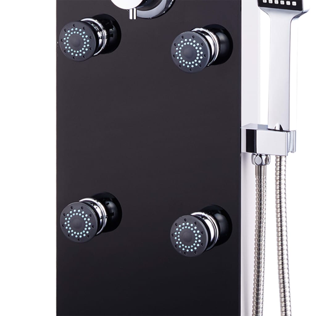 vidaXL Shower Panel Unit Glass 25x44,6x130 cm Black
