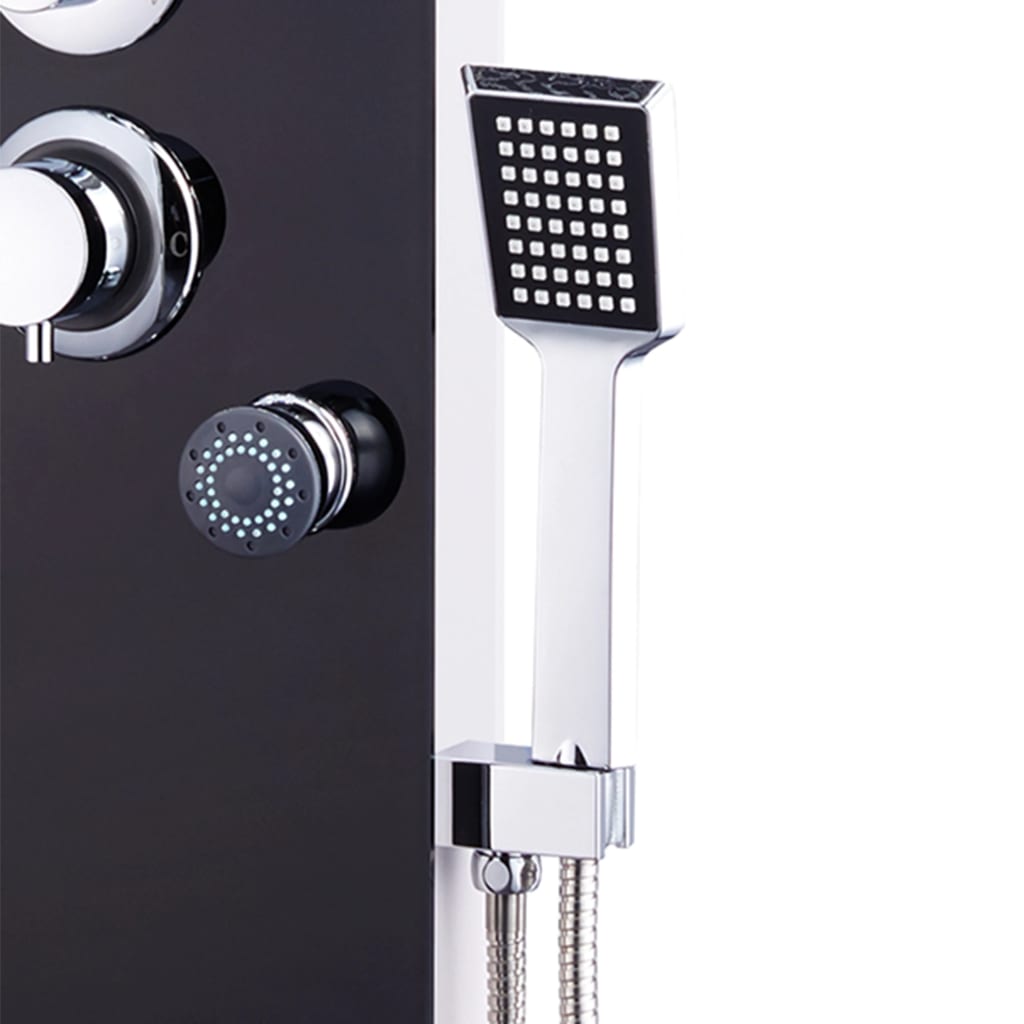 vidaXL Shower Panel Unit Glass 25x44,6x130 cm Black