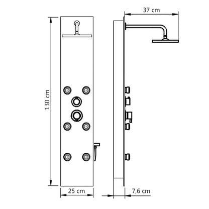 vidaXL Shower Panel Unit Glass 25x44,6x130 cm Black