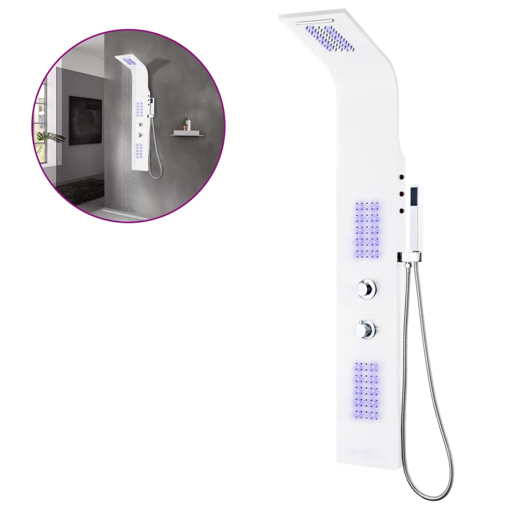 vidaXL Shower Panel Unit Aluminium 20x44x130 cm White