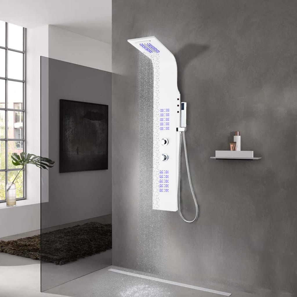 vidaXL Shower Panel Unit Aluminium 20x44x130 cm White