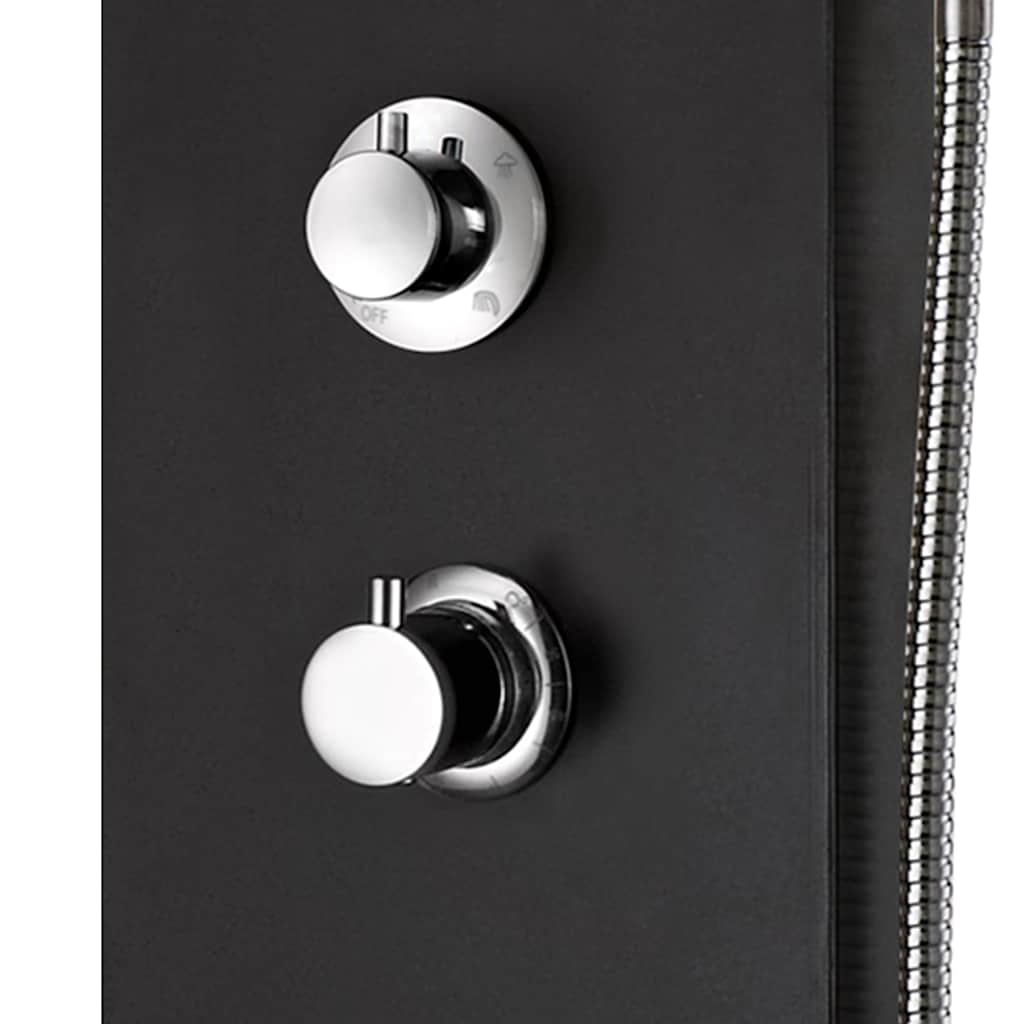vidaXL Shower Panel Unit Aluminium 20x44x130 cm Black