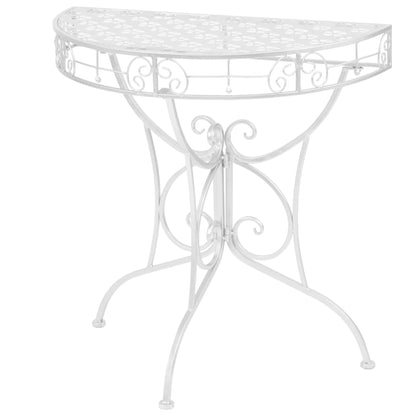 vidaXL Side Table Vintage Style Half Round Metal 72x36x74 cm Silver