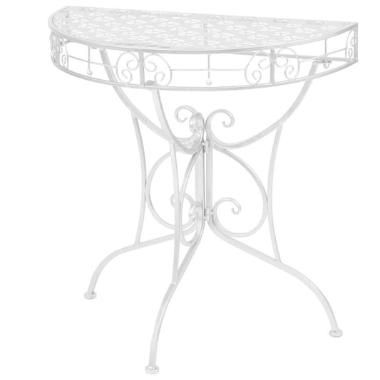 245929 vidaXL Side Table Vintage Style Half Round Metal 72x36x74 cm Silver