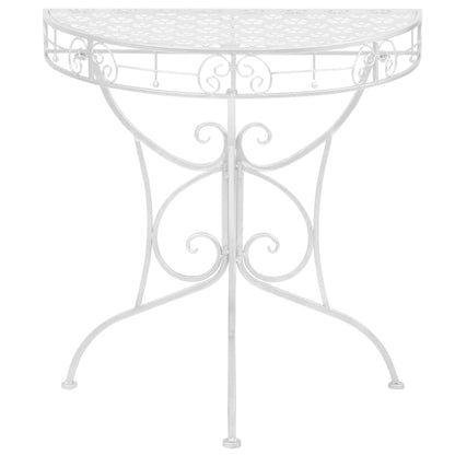 vidaXL Side Table Vintage Style Half Round Metal 72x36x74 cm Silver