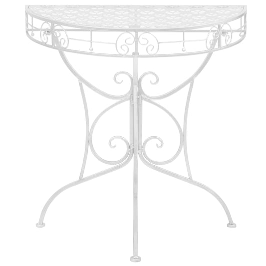 vidaXL Side Table Vintage Style Half Round Metal 72x36x74 cm Silver