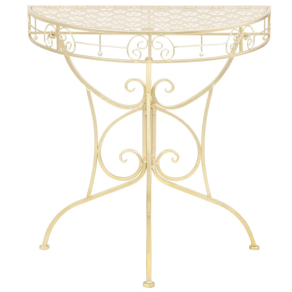 245930 vidaXL Side Table Vintage Style Half Round Metal 72x36x74 cm Gold