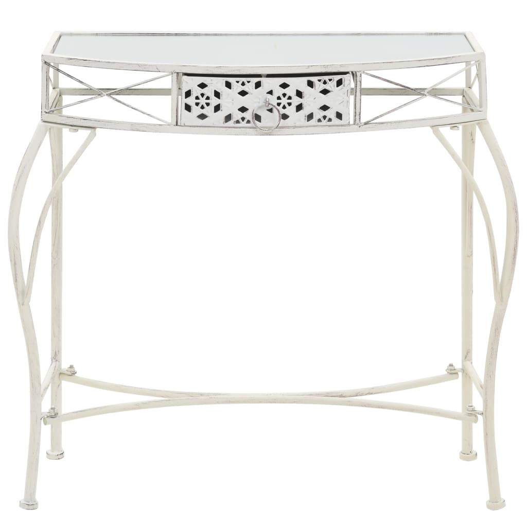vidaXL Side Table French Style Metal 82x39x76 cm White