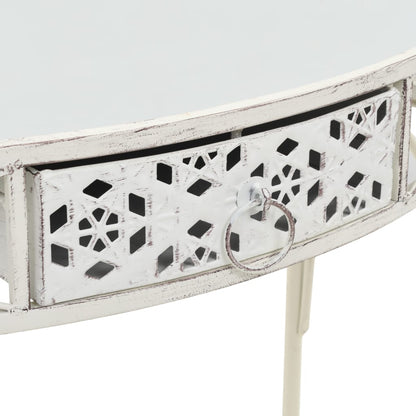 vidaXL Side Table French Style Metal 82x39x76 cm White
