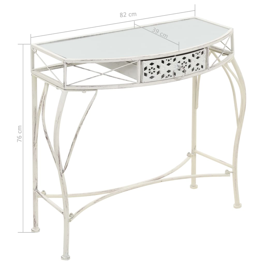 vidaXL Side Table French Style Metal 82x39x76 cm White