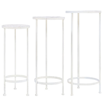 vidaXL Plant Stand Set 3 Pieces Vintage Style Metal Antique White