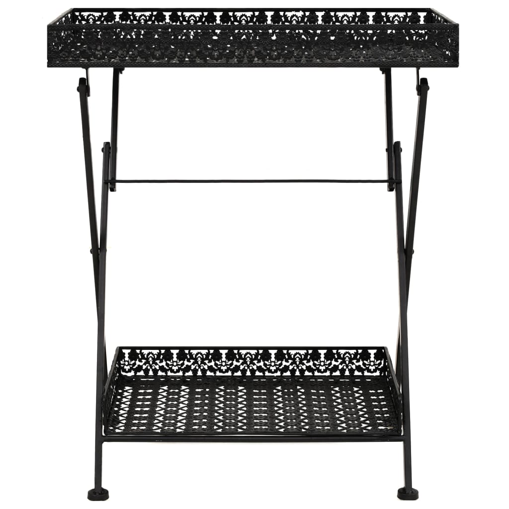 vidaXL Folding Tea Table Vintage Style Metal 58x35x72 cm Black