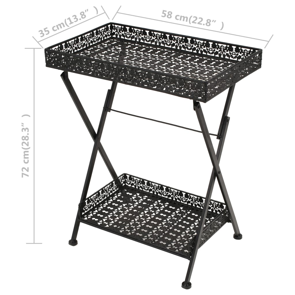 vidaXL Folding Tea Table Vintage Style Metal 58x35x72 cm Black