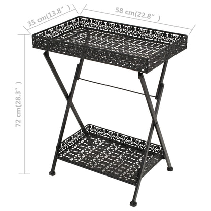 vidaXL Folding Tea Table Vintage Style Metal 58x35x72 cm Black